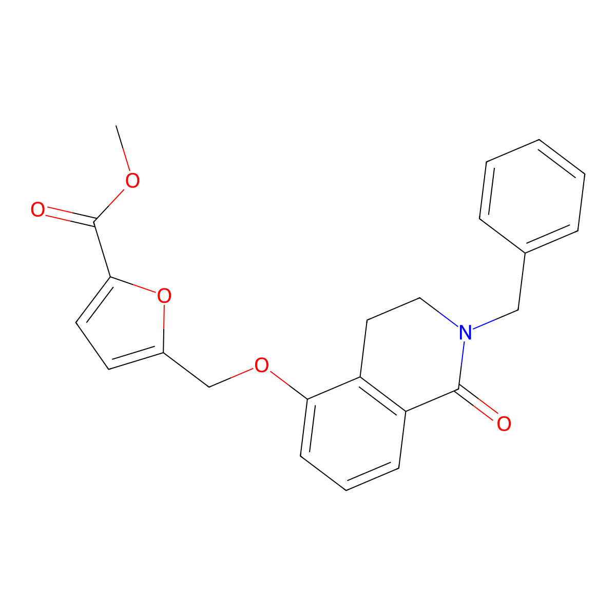 Methyl 5-(((2-benzyl-1-oxo-1,2,3,4-tetrahydroisoquinolin-5-yl)oxy)methyl)furan-2-carboxylate molecular structure, CAS 850905-25-8