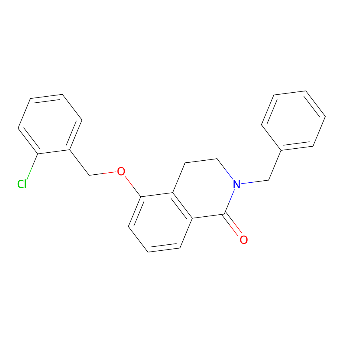 2-benzyl-5-((2-chlorobenzyl)oxy)-3,4-dihydroisoquinolin-1(2H)-one molecular structure, CAS 850905-33-8