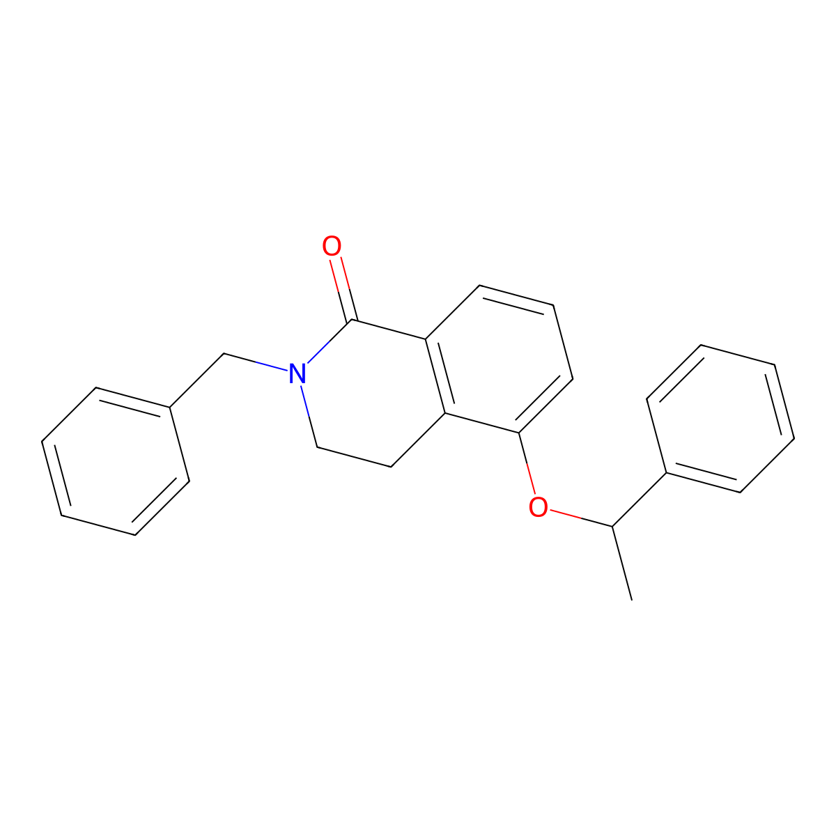 2-Benzyl-5-(1-phenylethoxy)-3,4-dihydroisoquinolin-1-one molecular structure, CAS 850905-35-0