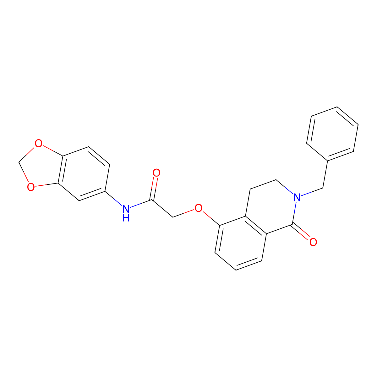 N-(benzo[d][1,3]dioxol-5-yl)-2-((2-benzyl-1-oxo-1,2,3,4-tetrahydroisoquinolin-5-yl)oxy)acetamide molecular structure, CAS 850905-60-1