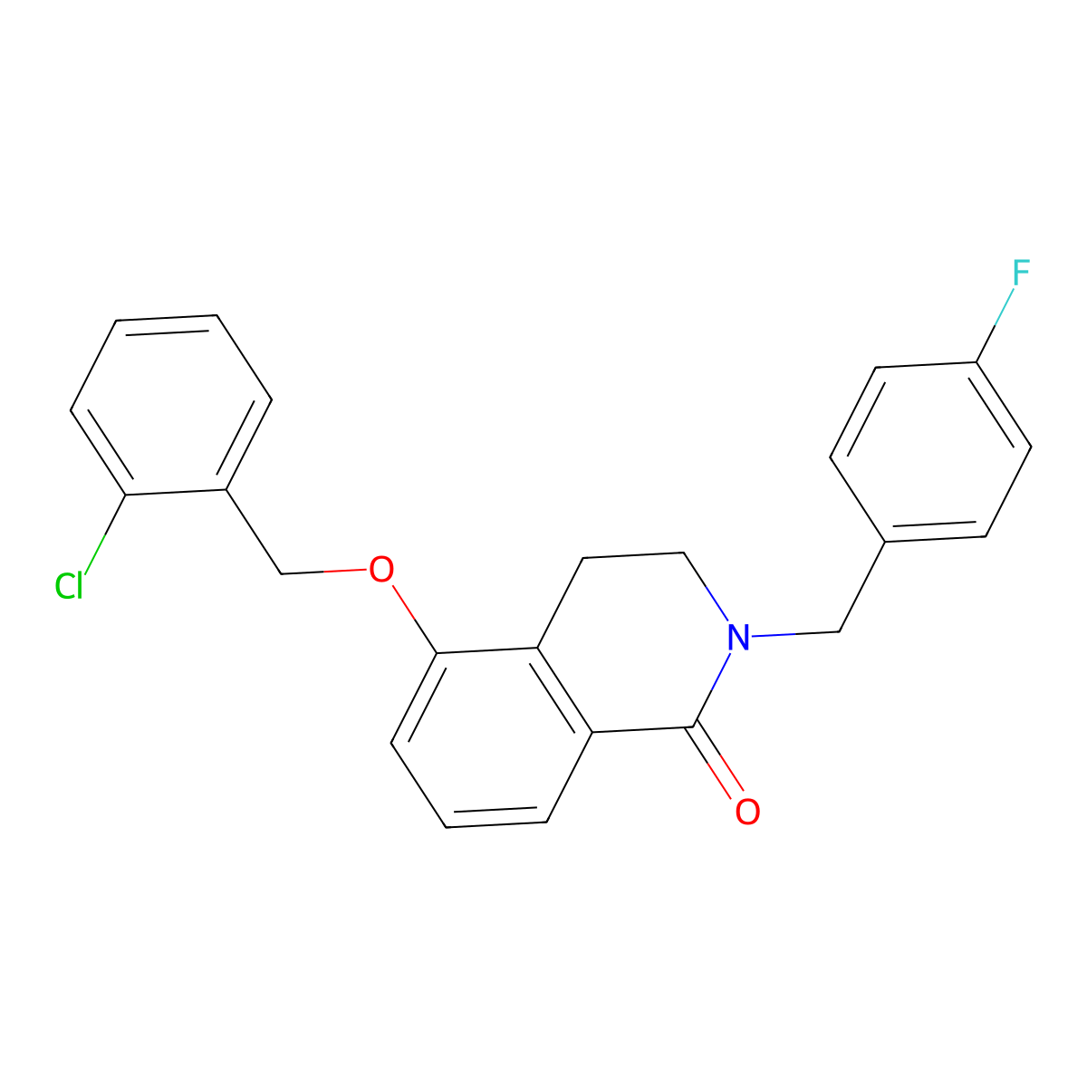 5-((2-chlorobenzyl)oxy)-2-(4-fluorobenzyl)-3,4-dihydroisoquinolin-1(2H)-one molecular structure, CAS 850905-77-0
