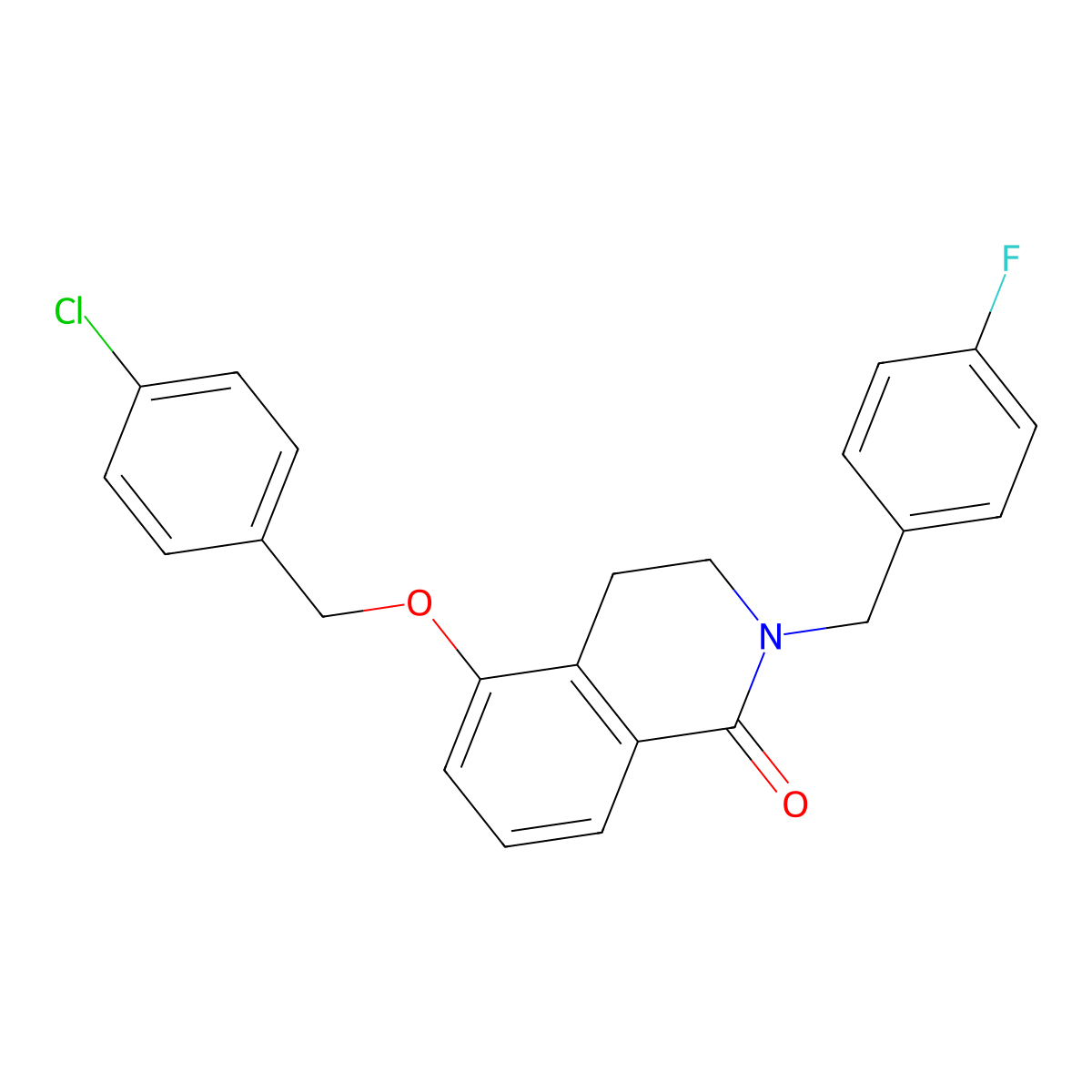 5-((4-chlorobenzyl)oxy)-2-(4-fluorobenzyl)-3,4-dihydroisoquinolin-1(2H)-one molecular structure, CAS 850905-78-1