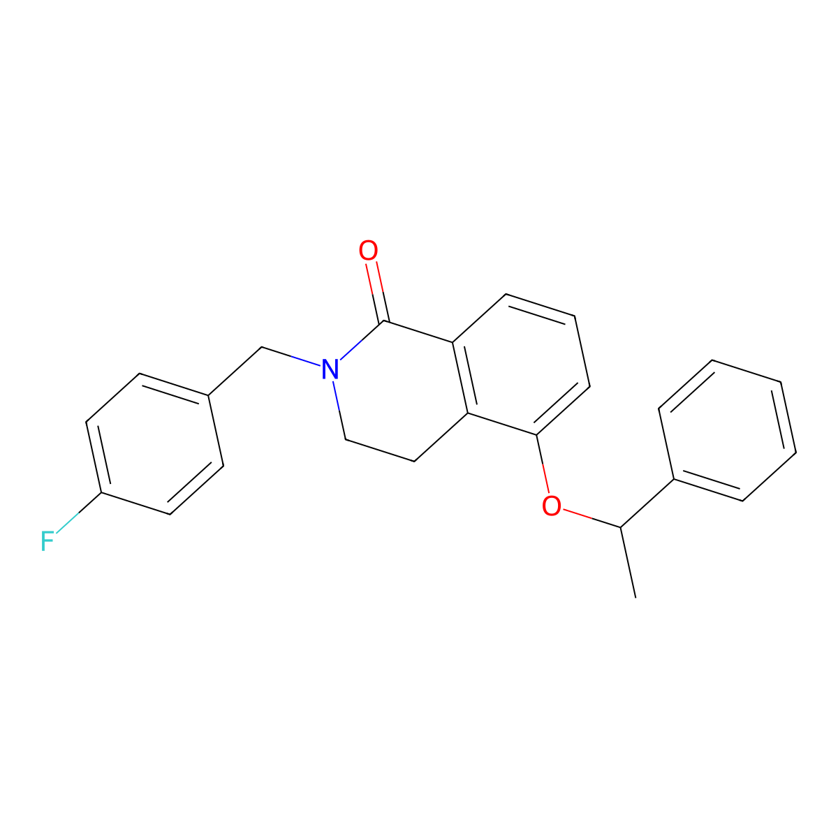 2-(4-fluorobenzyl)-5-(1-phenylethoxy)-3,4-dihydroisoquinolin-1(2H)-one molecular structure, CAS 850905-79-2