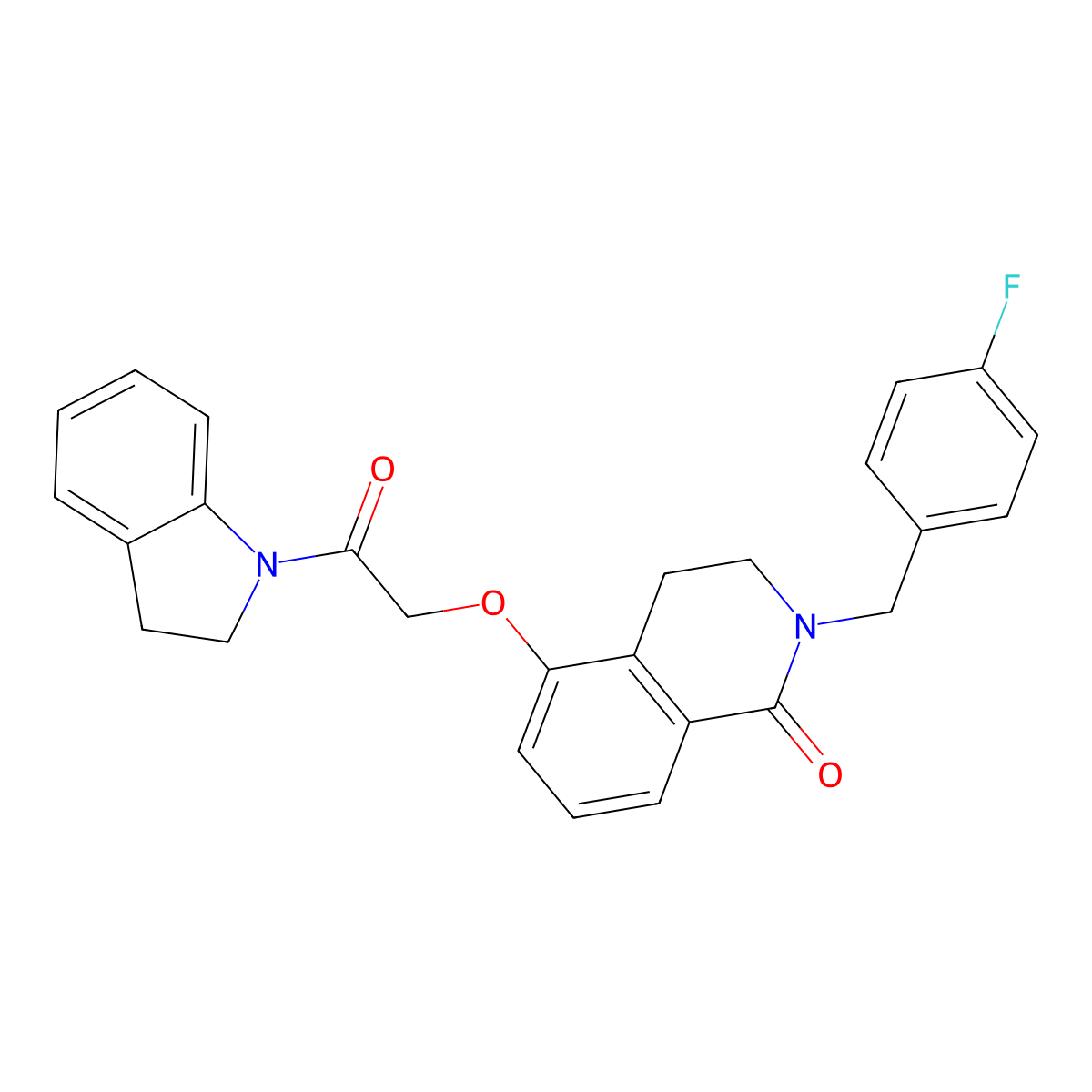 2-(4-fluorobenzyl)-5-(2-(indolin-1-yl)-2-oxoethoxy)-3,4-dihydroisoquinolin-1(2H)-one molecular structure, CAS 850905-89-4