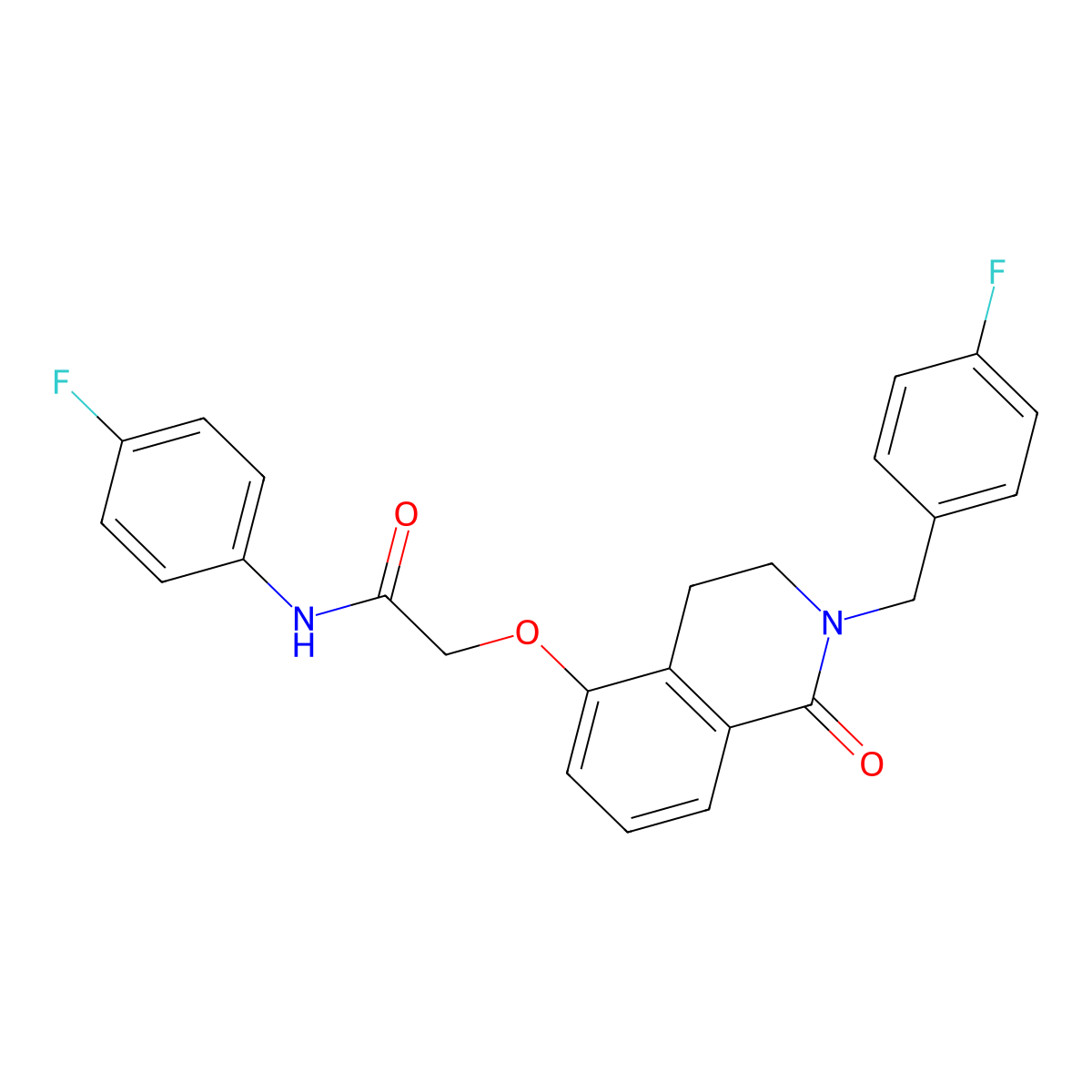 N-(4-fluorophenyl)-2-[[2-[(4-fluorophenyl)methyl]-1-oxo-3,4-dihydroisoquinolin-5-yl]oxy]acetamide molecular structure, CAS 850905-94-1