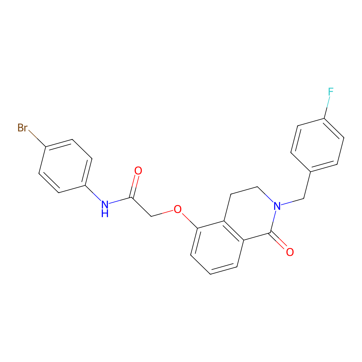 N-(4-bromophenyl)-2-[[2-[(4-fluorophenyl)methyl]-1-oxo-3,4-dihydroisoquinolin-5-yl]oxy]acetamide molecular structure, CAS 850905-97-4