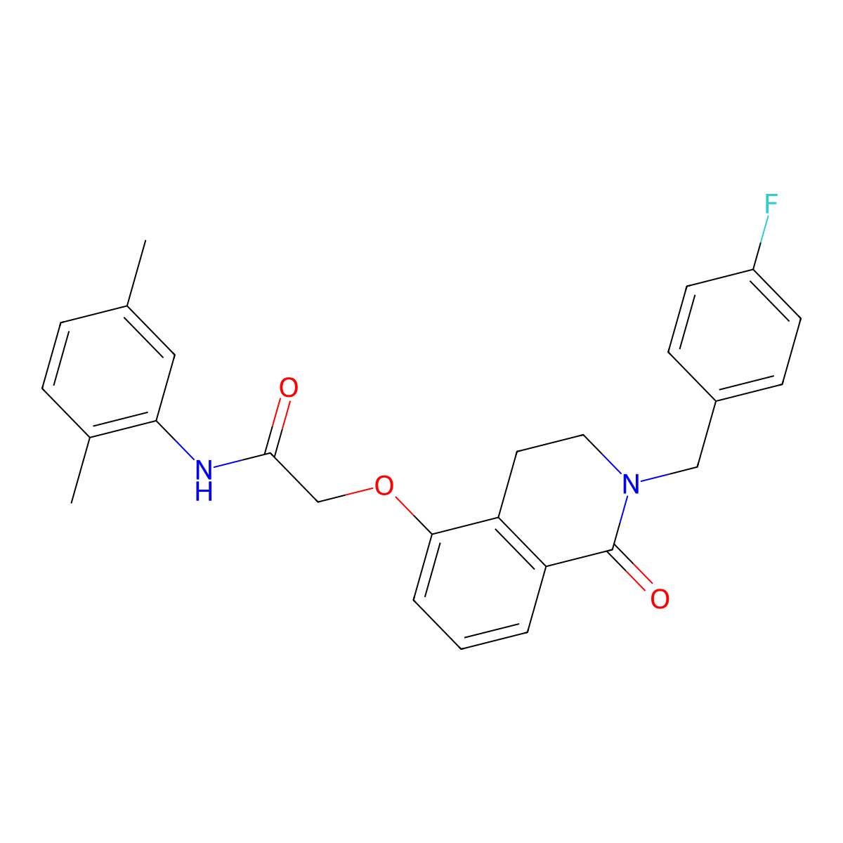 N-(2,5-dimethylphenyl)-2-((2-(4-fluorobenzyl)-1-oxo-1,2,3,4-tetrahydroisoquinolin-5-yl)oxy)acetamide molecular structure, CAS 850906-00-2