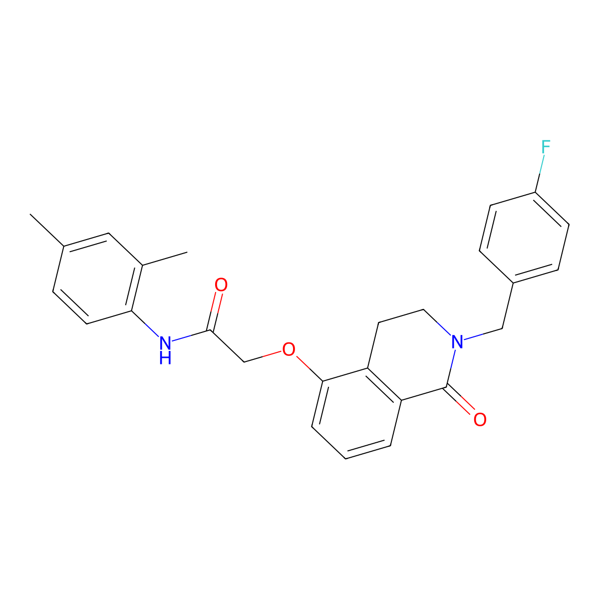 N-(2,4-dimethylphenyl)-2-[[2-[(4-fluorophenyl)methyl]-1-oxo-3,4-dihydroisoquinolin-5-yl]oxy]acetamide molecular structure, CAS 850906-01-3