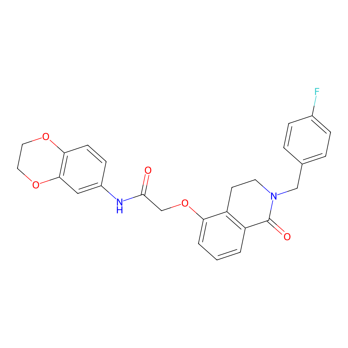 N-(2,3-dihydrobenzo[b][1,4]dioxin-6-yl)-2-((2-(4-fluorobenzyl)-1-oxo-1,2,3,4-tetrahydroisoquinolin-5-yl)oxy)acetamide molecular structure, CAS 850906-03-5