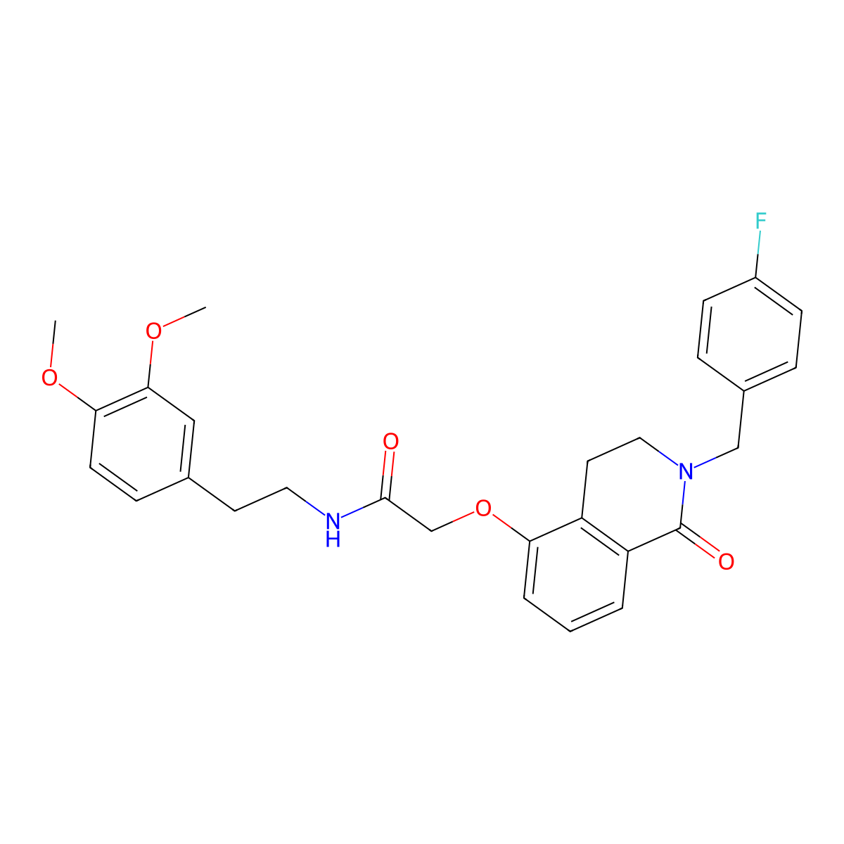 N-(3,4-dimethoxyphenethyl)-2-((2-(4-fluorobenzyl)-1-oxo-1,2,3,4-tetrahydroisoquinolin-5-yl)oxy)acetamide molecular structure, CAS 850906-04-6