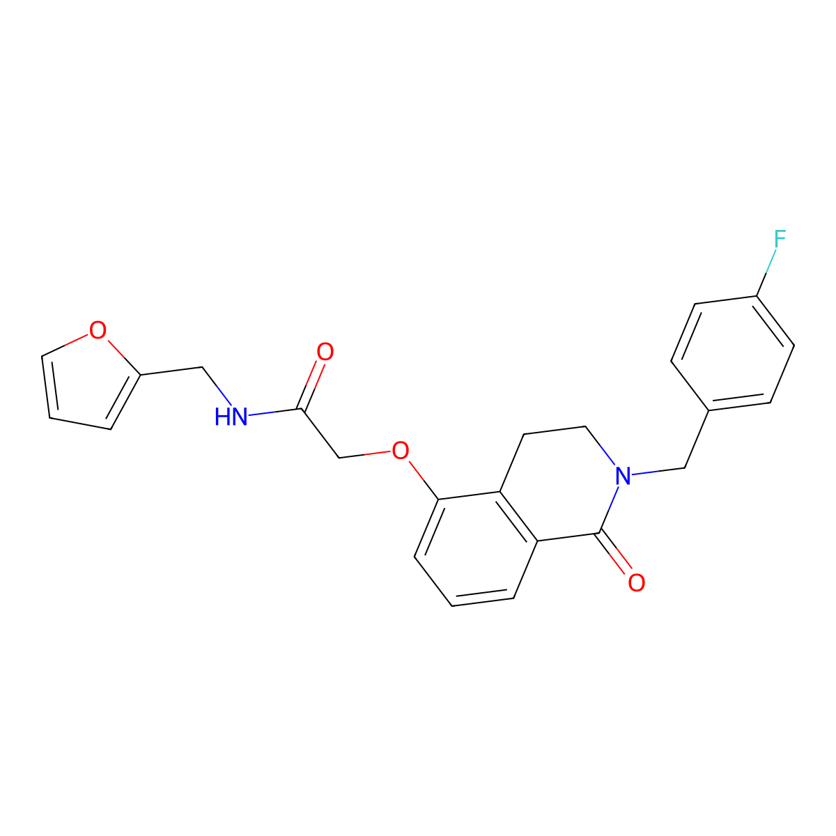 2-[[2-[(4-fluorophenyl)methyl]-1-oxo-3,4-dihydroisoquinolin-5-yl]oxy]-N-(furan-2-ylmethyl)acetamide molecular structure, CAS 850906-05-7