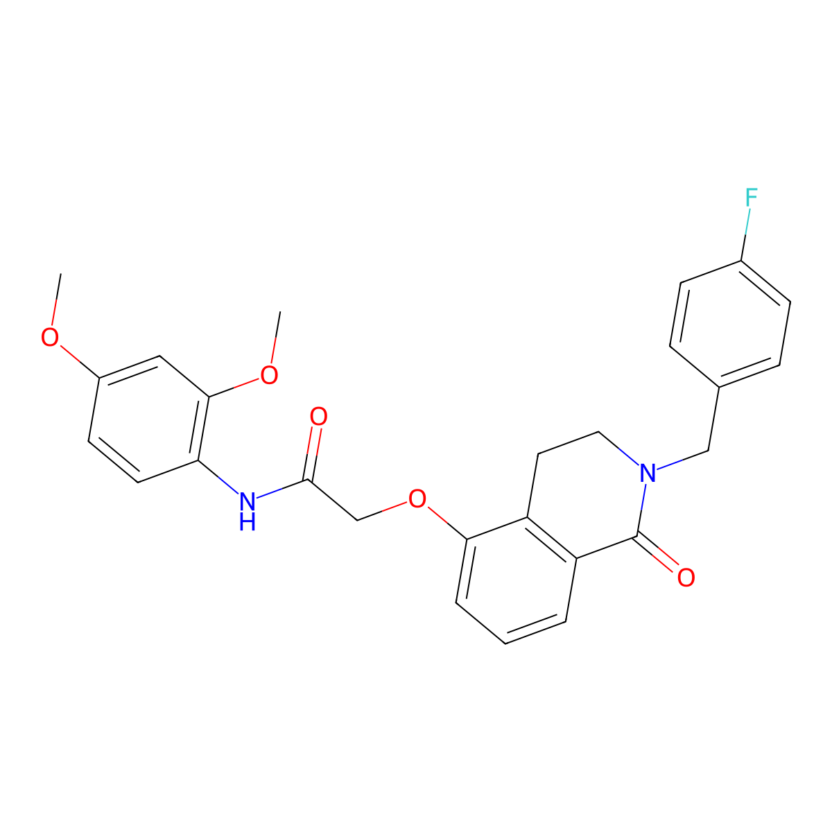 N-(2,4-dimethoxyphenyl)-2-[[2-[(4-fluorophenyl)methyl]-1-oxo-3,4-dihydroisoquinolin-5-yl]oxy]acetamide molecular structure, CAS 850906-07-9