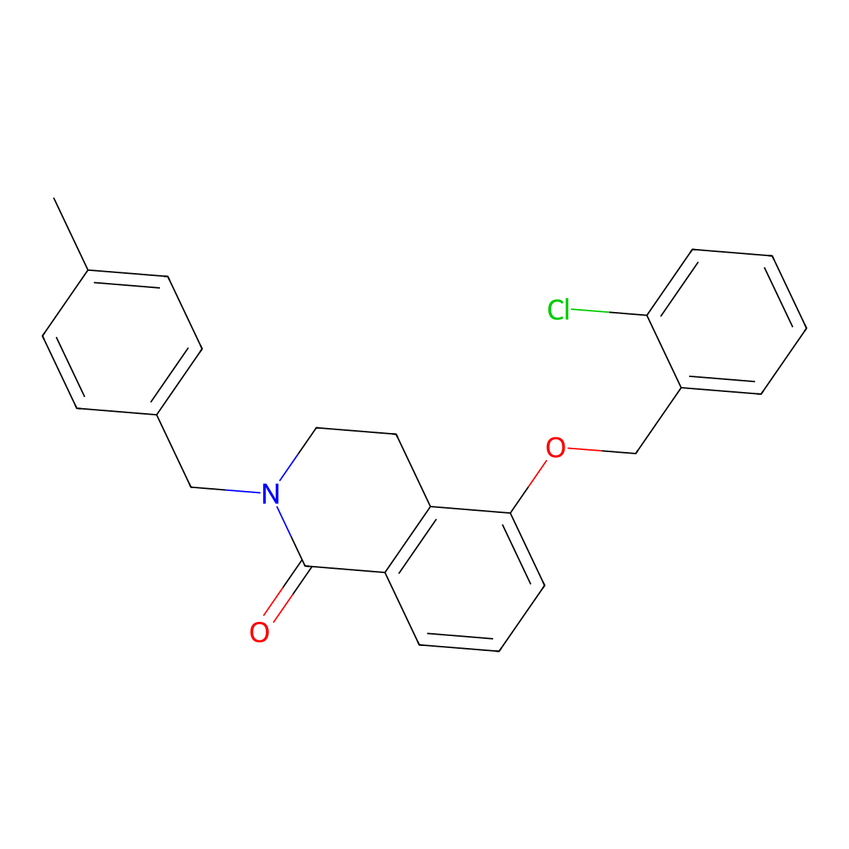 5-((2-chlorobenzyl)oxy)-2-(4-methylbenzyl)-3,4-dihydroisoquinolin-1(2H)-one molecular structure, CAS 850906-15-9