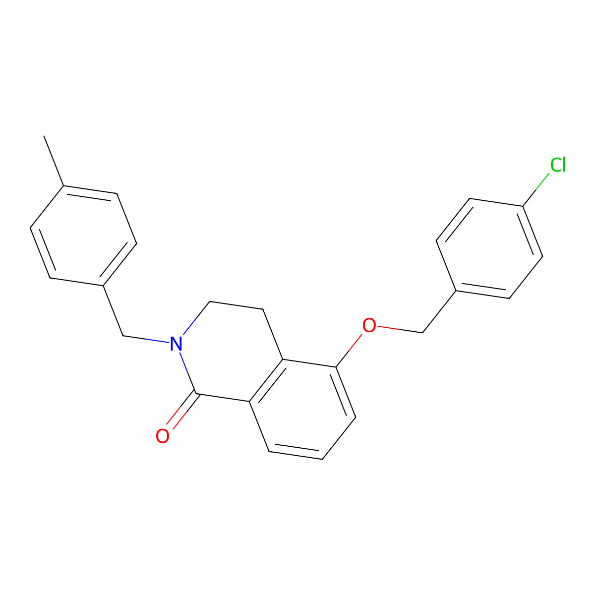 5-((4-chlorobenzyl)oxy)-2-(4-methylbenzyl)-3,4-dihydroisoquinolin-1(2H)-one molecular structure, CAS 850906-16-0