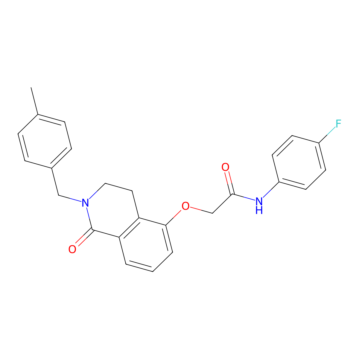 N-(4-fluorophenyl)-2-((2-(4-methylbenzyl)-1-oxo-1,2,3,4-tetrahydroisoquinolin-5-yl)oxy)acetamide molecular structure, CAS 850906-27-3