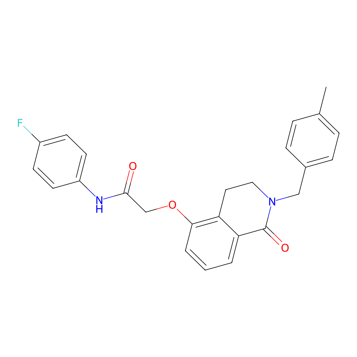 N-(4-fluorophenyl)-2-((2-(4-methylbenzyl)-1-oxo-1,2,3,4-tetrahydroisoquinolin-5-yl)oxy)acetamide molecular structure, CAS 850906-27-3