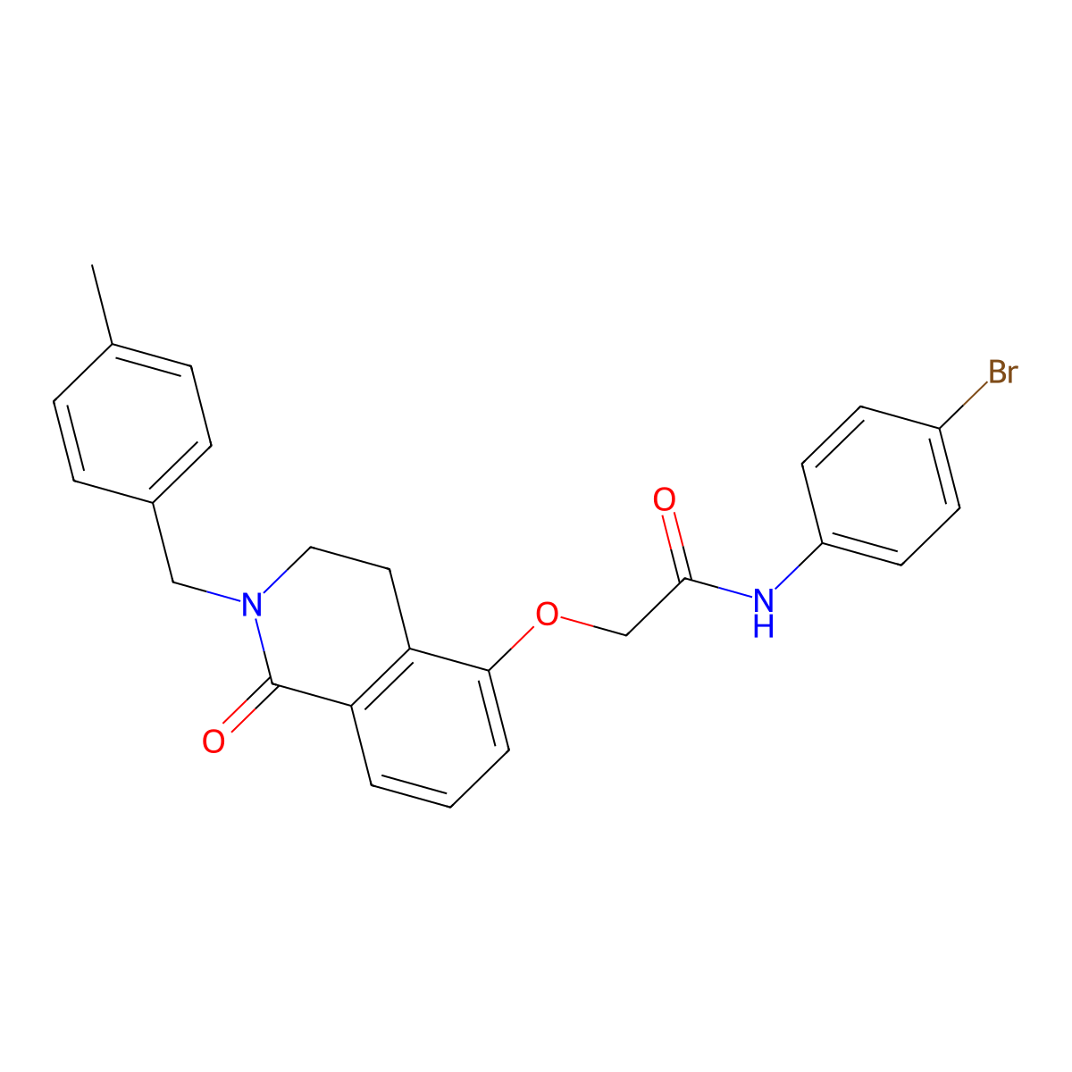 N-(4-bromophenyl)-2-[[2-[(4-methylphenyl)methyl]-1-oxo-3,4-dihydroisoquinolin-5-yl]oxy]acetamide molecular structure, CAS 850906-29-5
