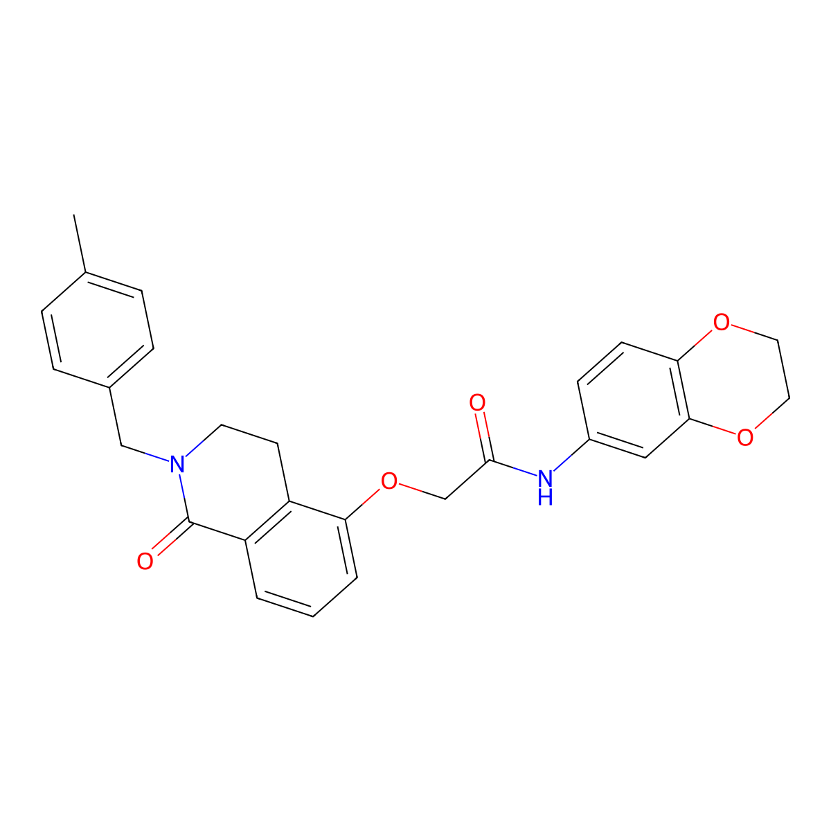 N-(2,3-dihydro-1,4-benzodioxin-6-yl)-2-[[2-[(4-methylphenyl)methyl]-1-oxo-3,4-dihydroisoquinolin-5-yl]oxy]acetamide molecular structure, CAS 850906-35-3