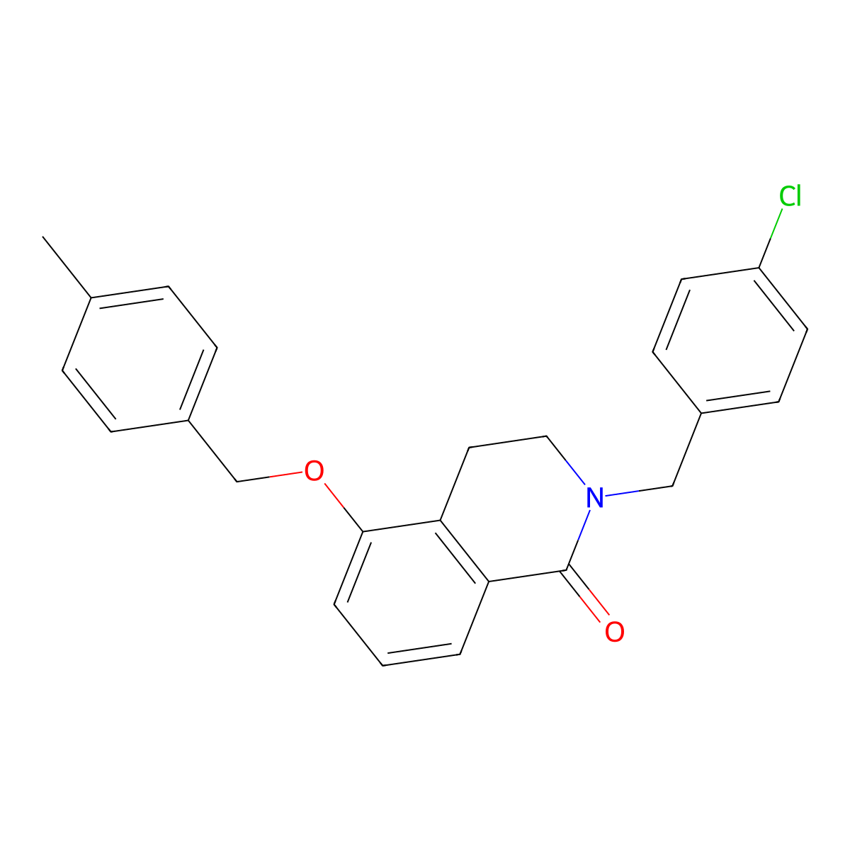 2-(4-chlorobenzyl)-5-((4-methylbenzyl)oxy)-3,4-dihydroisoquinolin-1(2H)-one molecular structure, CAS 850906-47-7