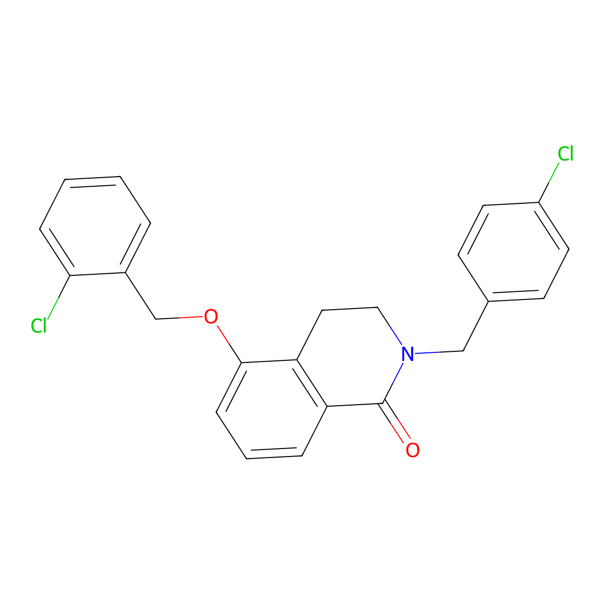 2-(4-chlorobenzyl)-5-((2-chlorobenzyl)oxy)-3,4-dihydroisoquinolin-1(2H)-one molecular structure, CAS 850906-48-8