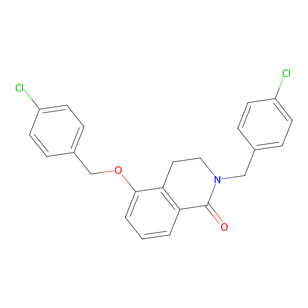 2-(4-chlorobenzyl)-5-((4-chlorobenzyl)oxy)-3,4-dihydroisoquinolin-1(2H)-one molecular structure, CAS 850906-49-9