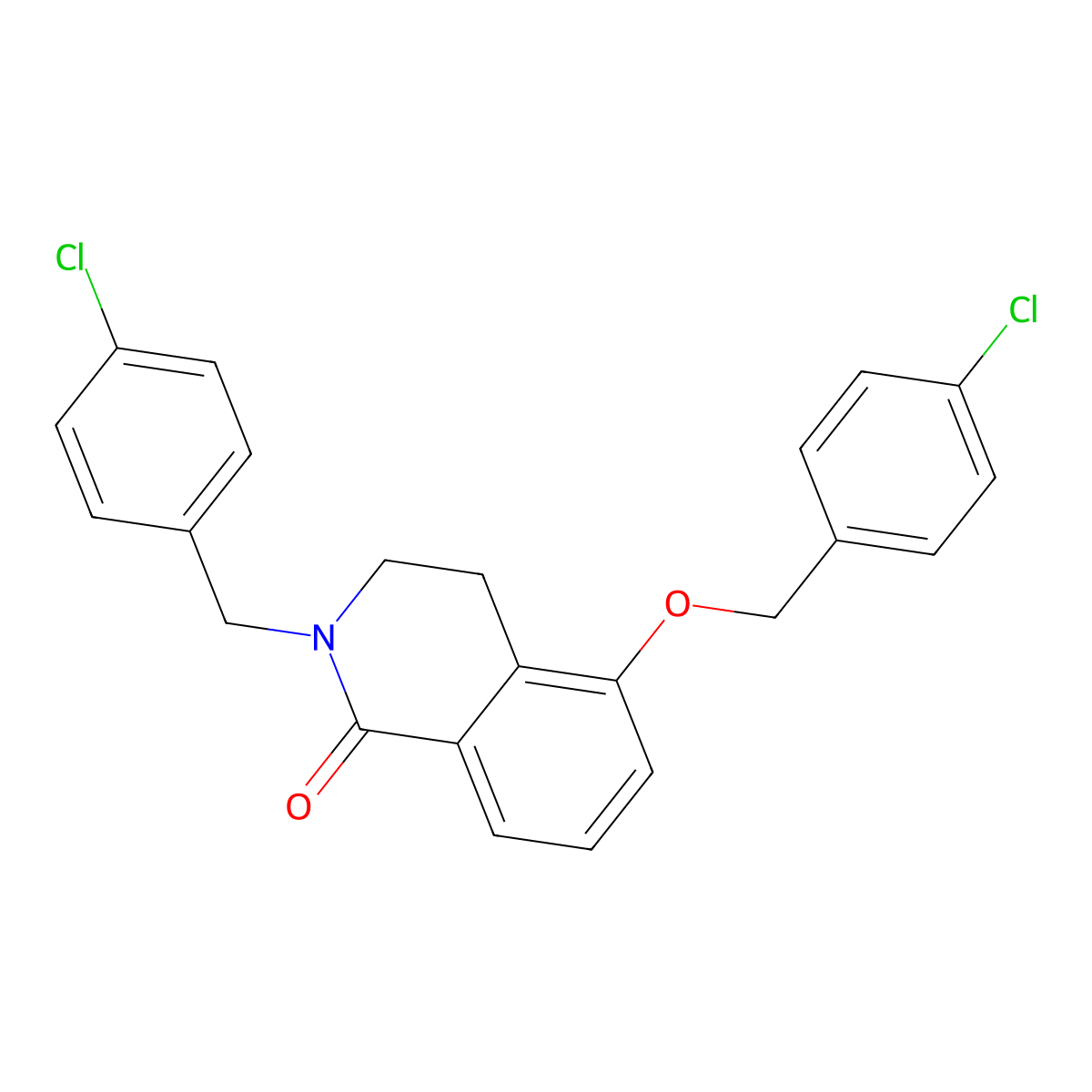 2-(4-chlorobenzyl)-5-((4-chlorobenzyl)oxy)-3,4-dihydroisoquinolin-1(2H)-one molecular structure, CAS 850906-49-9
