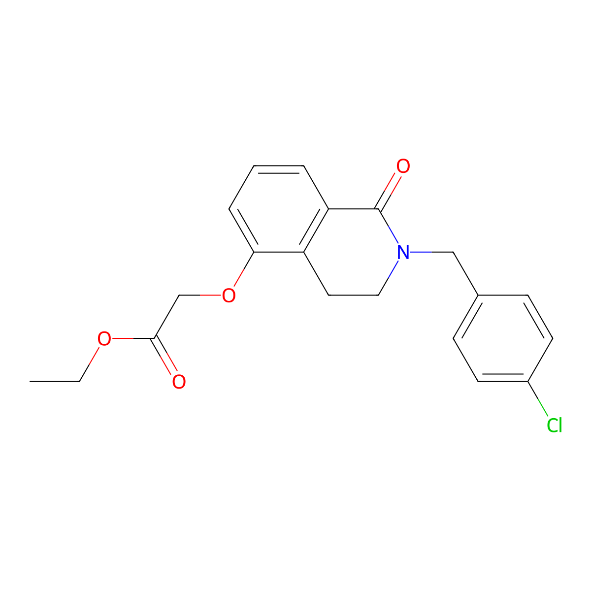Ethyl 2-((2-(4-chlorobenzyl)-1-oxo-1,2,3,4-tetrahydroisoquinolin-5-yl)oxy)acetate molecular structure, CAS 850906-51-3