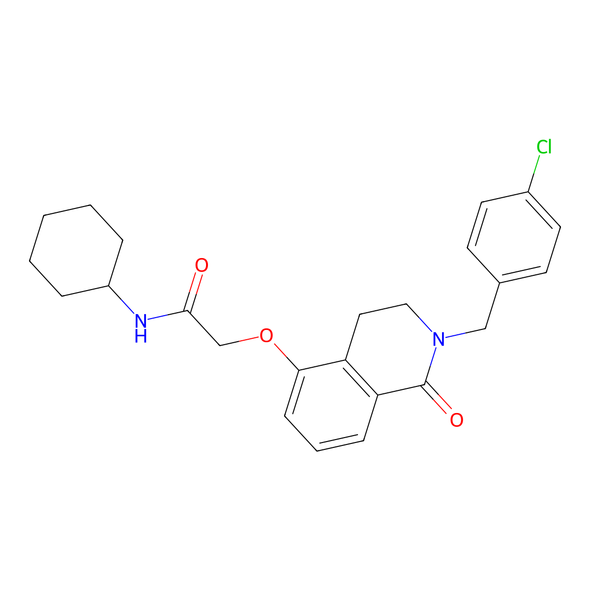 2-((2-(4-chlorobenzyl)-1-oxo-1,2,3,4-tetrahydroisoquinolin-5-yl)oxy)-N-cyclohexylacetamide molecular structure, CAS 850906-61-5