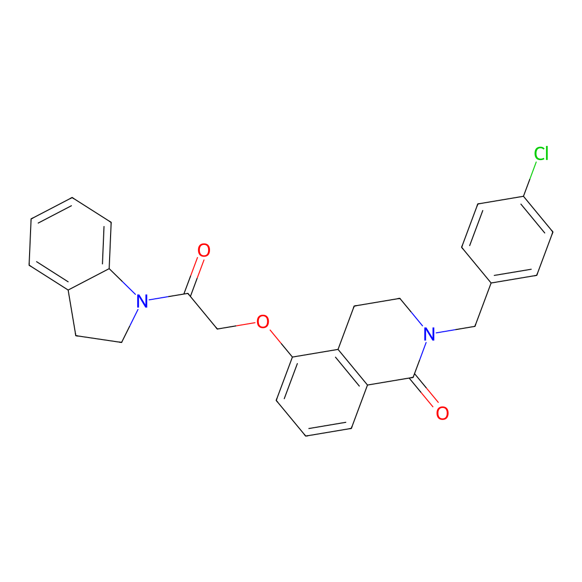 2-(4-chlorobenzyl)-5-(2-(indolin-1-yl)-2-oxoethoxy)-3,4-dihydroisoquinolin-1(2H)-one molecular structure, CAS 850906-62-6