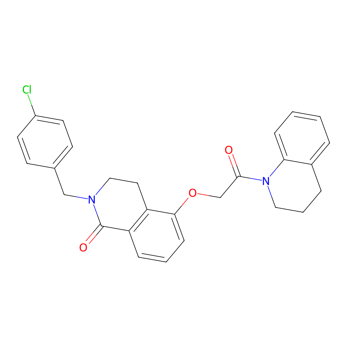 2-(4-chlorobenzyl)-5-(2-(3,4-dihydroquinolin-1(2H)-yl)-2-oxoethoxy)-3,4-dihydroisoquinolin-1(2H)-one molecular structure, CAS 850906-63-7