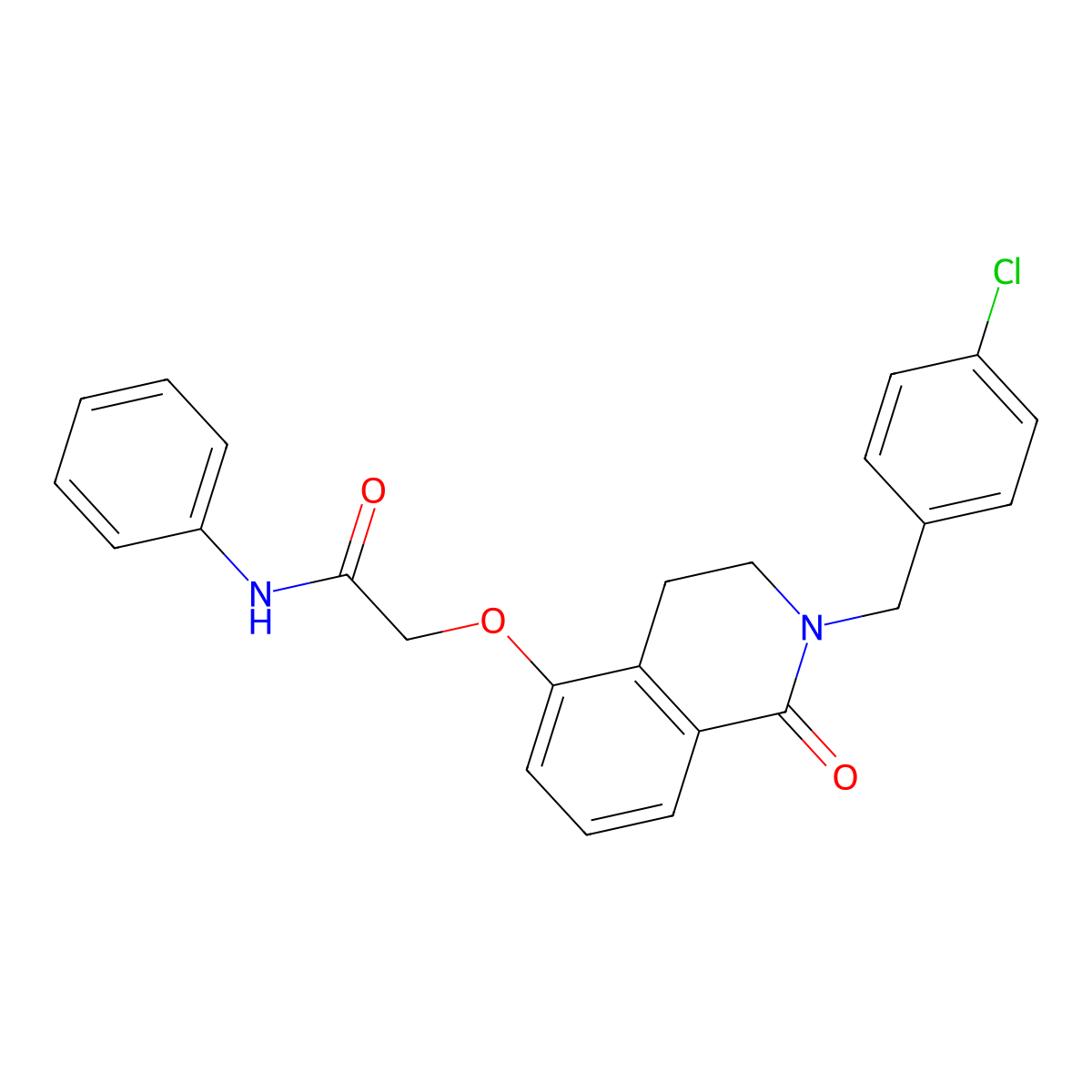 2-[[2-[(4-chlorophenyl)methyl]-1-oxo-3,4-dihydroisoquinolin-5-yl]oxy]-N-phenylacetamide molecular structure, CAS 850906-64-8