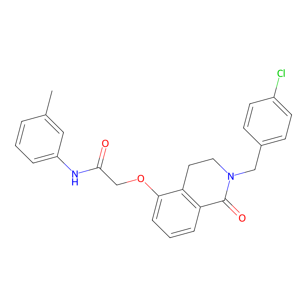 2-[[2-[(4-chlorophenyl)methyl]-1-oxo-3,4-dihydroisoquinolin-5-yl]oxy]-N-(3-methylphenyl)acetamide molecular structure, CAS 850906-65-9
