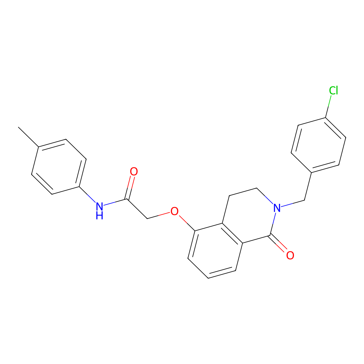 2-[[2-[(4-chlorophenyl)methyl]-1-oxo-3,4-dihydroisoquinolin-5-yl]oxy]-N-(4-methylphenyl)acetamide molecular structure, CAS 850906-66-0