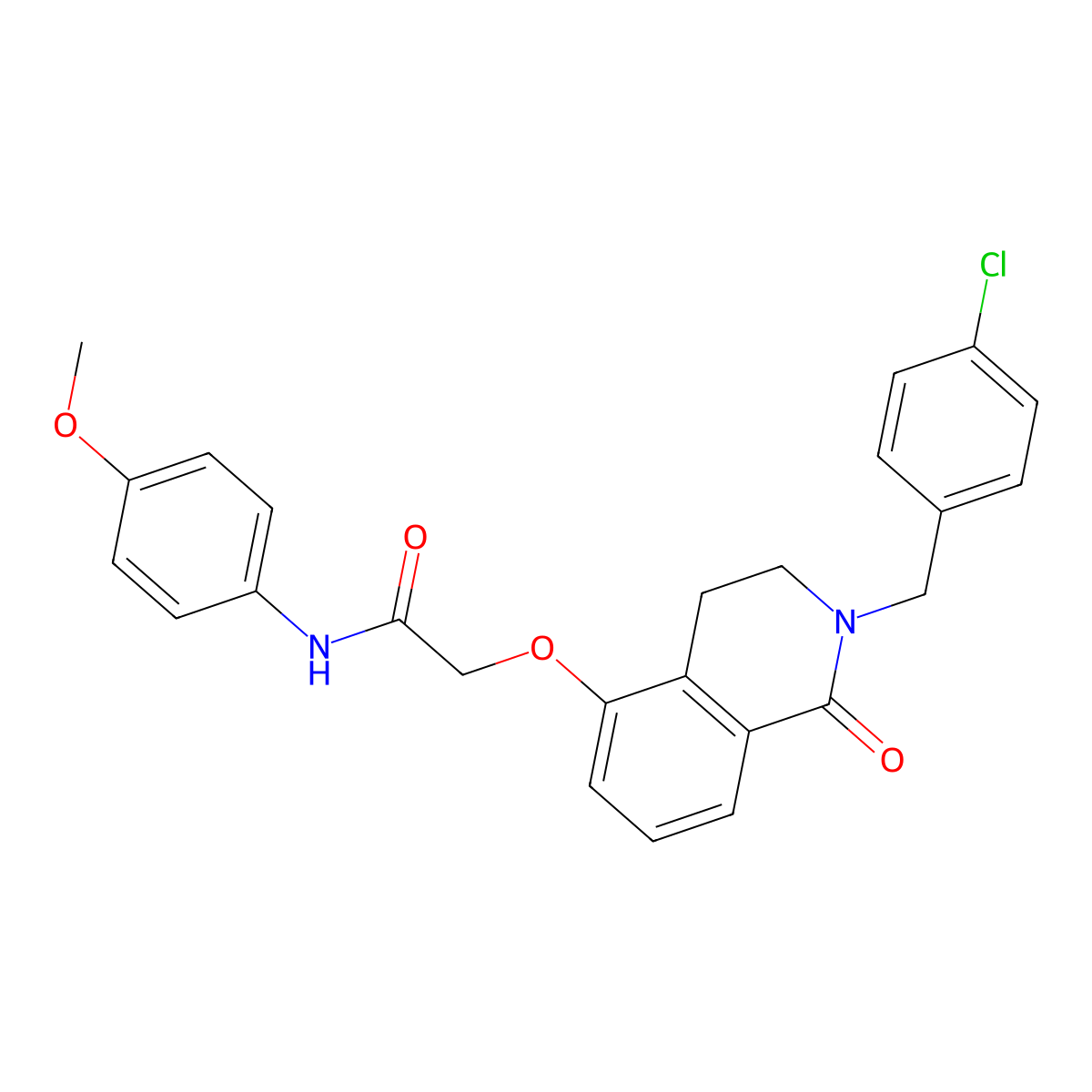 2-[[2-[(4-chlorophenyl)methyl]-1-oxo-3,4-dihydroisoquinolin-5-yl]oxy]-N-(4-methoxyphenyl)acetamide molecular structure, CAS 850906-68-2