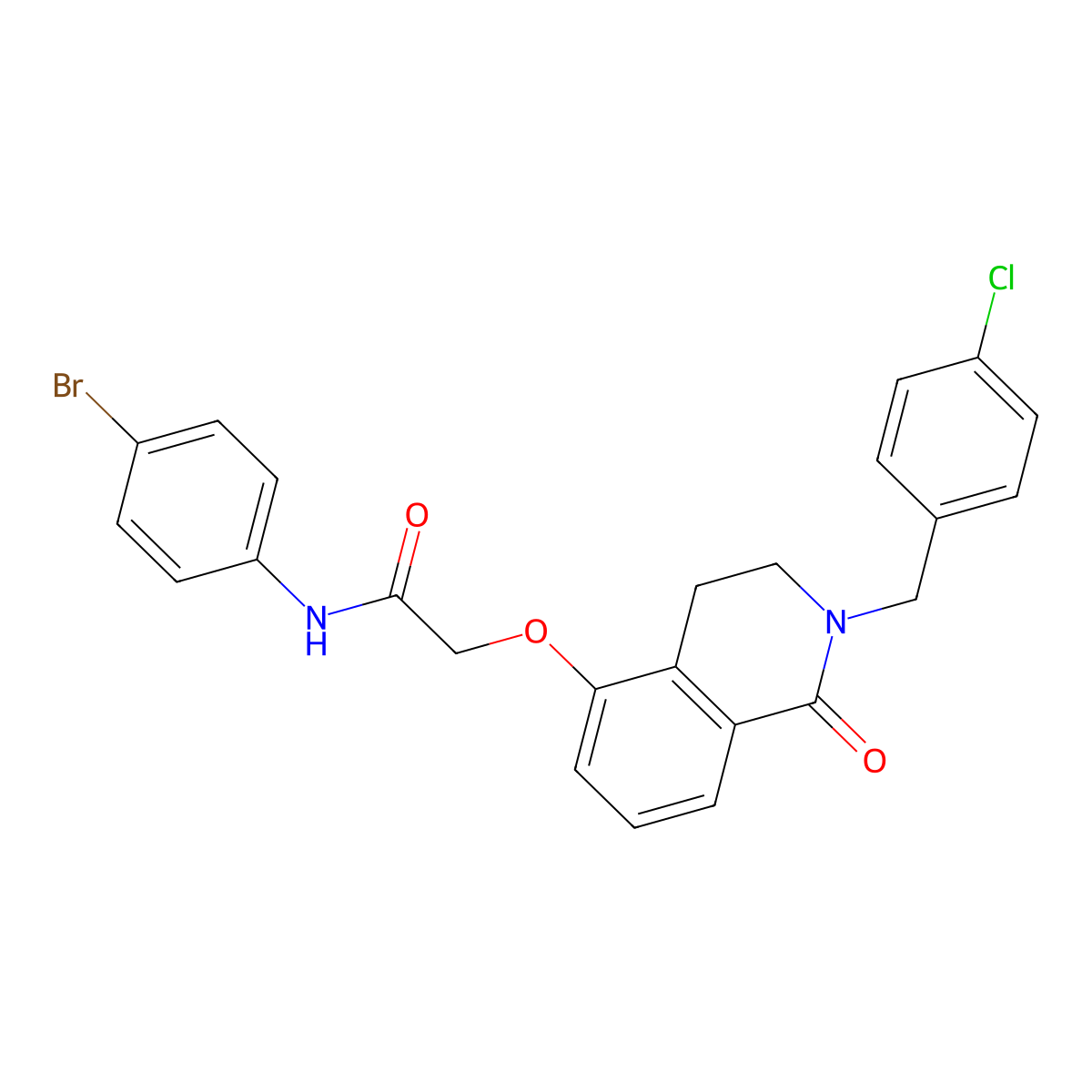 N-(4-bromophenyl)-2-[[2-[(4-chlorophenyl)methyl]-1-oxo-3,4-dihydroisoquinolin-5-yl]oxy]acetamide molecular structure, CAS 850906-70-6