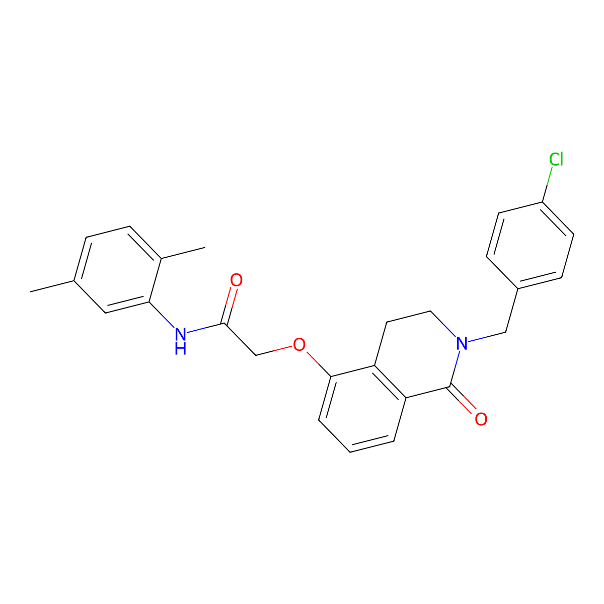 2-[[2-[(4-chlorophenyl)methyl]-1-oxo-3,4-dihydroisoquinolin-5-yl]oxy]-N-(2,5-dimethylphenyl)acetamide molecular structure, CAS 850906-73-9