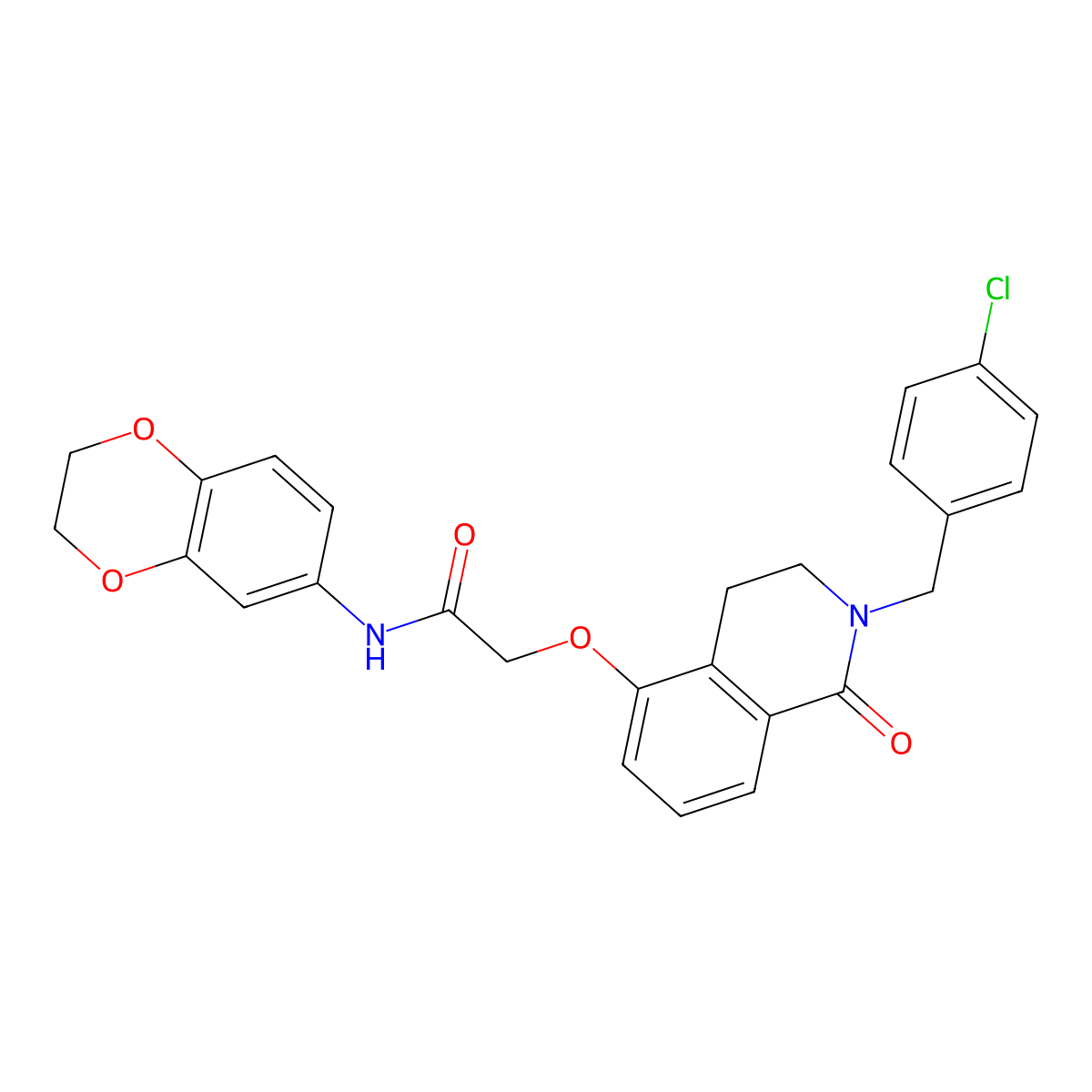 2-((2-(4-chlorobenzyl)-1-oxo-1,2,3,4-tetrahydroisoquinolin-5-yl)oxy)-N-(2,3-dihydrobenzo[b][1,4]dioxin-6-yl)acetamide molecular structure, CAS 850906-76-2