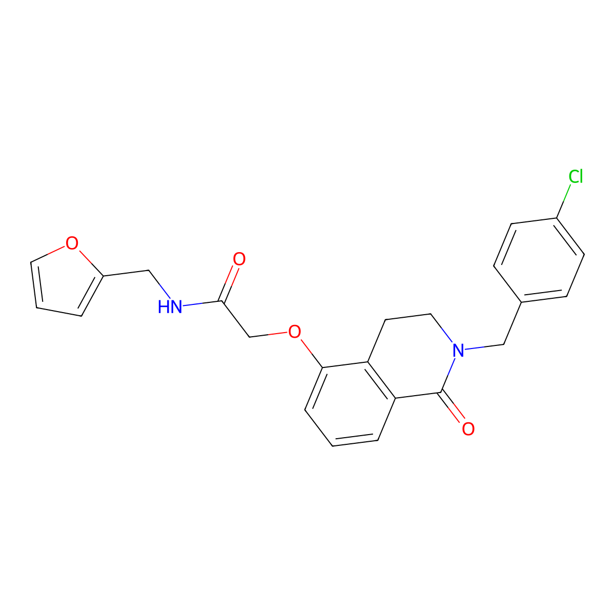 2-((2-(4-chlorobenzyl)-1-oxo-1,2,3,4-tetrahydroisoquinolin-5-yl)oxy)-N-(furan-2-ylmethyl)acetamide molecular structure, CAS 850906-78-4