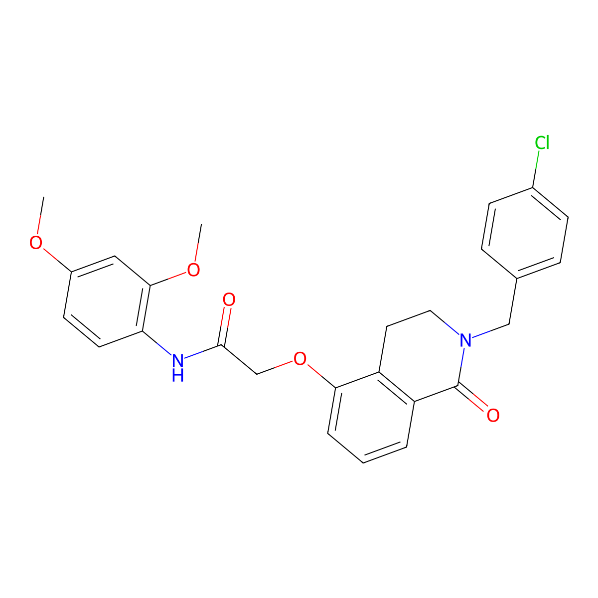 2-((2-(4-chlorobenzyl)-1-oxo-1,2,3,4-tetrahydroisoquinolin-5-yl)oxy)-N-(2,4-dimethoxyphenyl)acetamide molecular structure, CAS 850906-80-8