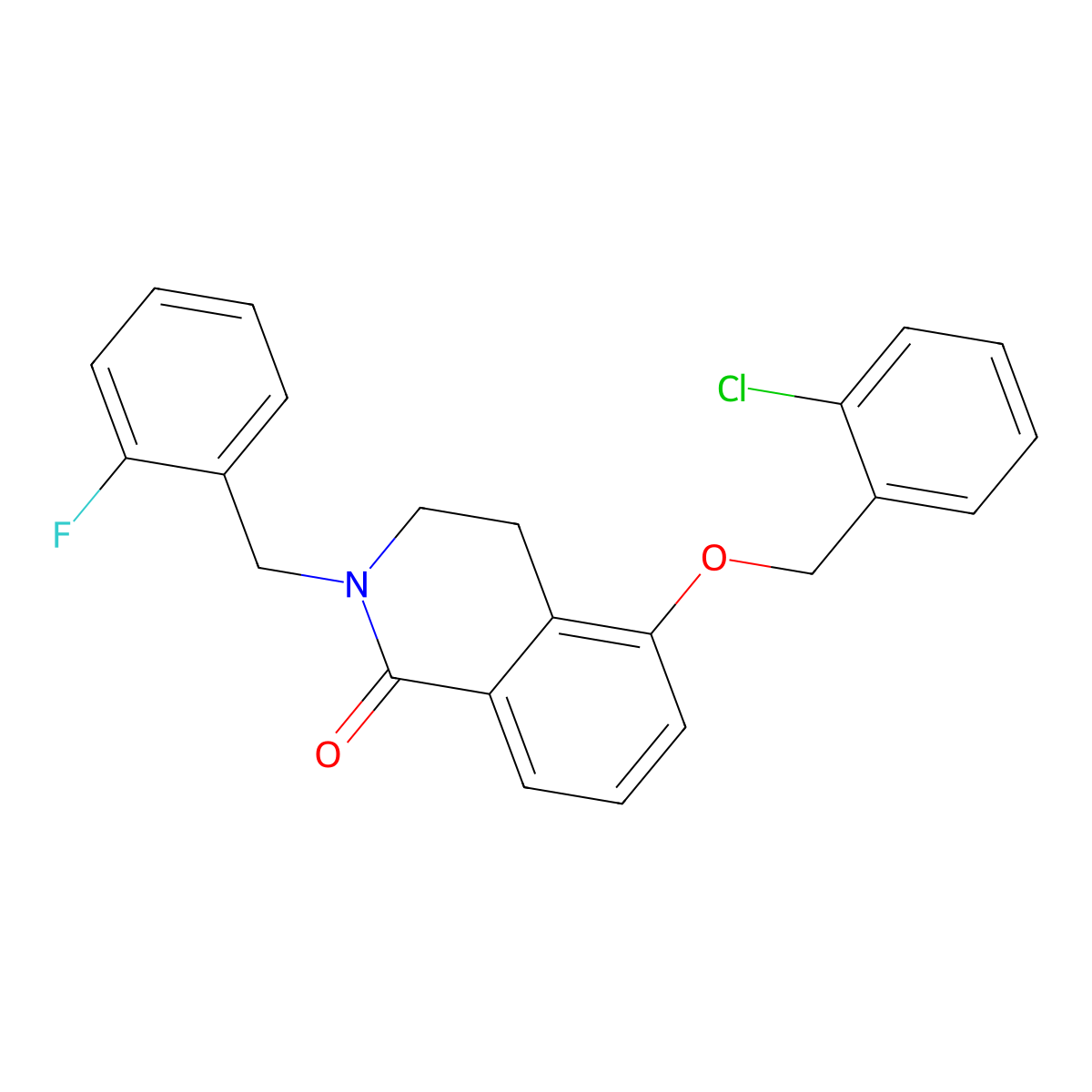 5-((2-chlorobenzyl)oxy)-2-(2-fluorobenzyl)-3,4-dihydroisoquinolin-1(2H)-one molecular structure, CAS 850906-91-1