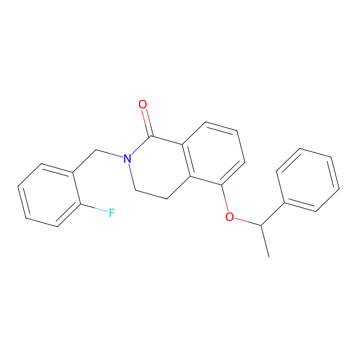 2-(2-fluorobenzyl)-5-(1-phenylethoxy)-3,4-dihydroisoquinolin-1(2H)-one molecular structure, CAS 850906-93-3