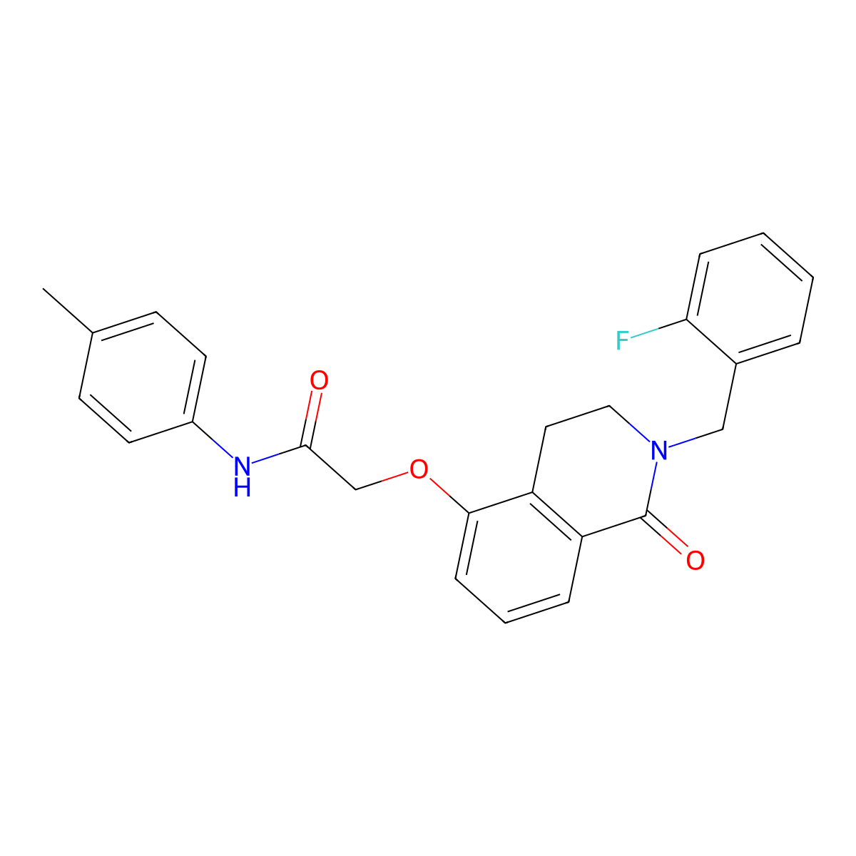 2-[[2-[(2-fluorophenyl)methyl]-1-oxo-3,4-dihydroisoquinolin-5-yl]oxy]-N-(4-methylphenyl)acetamide molecular structure, CAS 850907-06-1