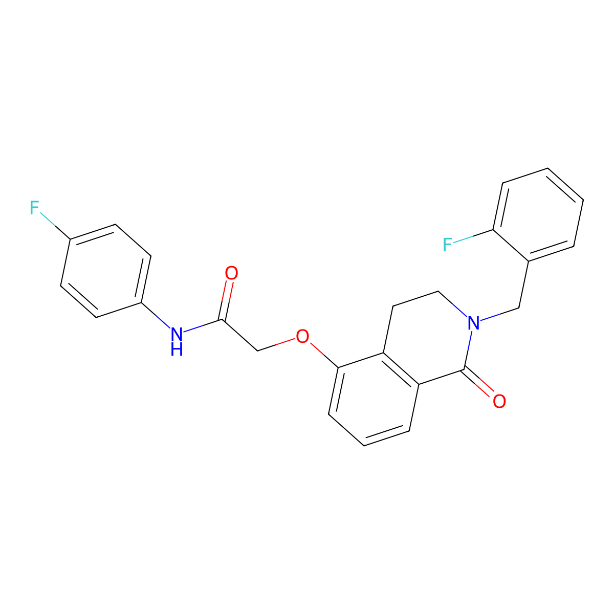 N-(4-fluorophenyl)-2-[[2-[(2-fluorophenyl)methyl]-1-oxo-3,4-dihydroisoquinolin-5-yl]oxy]acetamide molecular structure, CAS 850907-07-2
