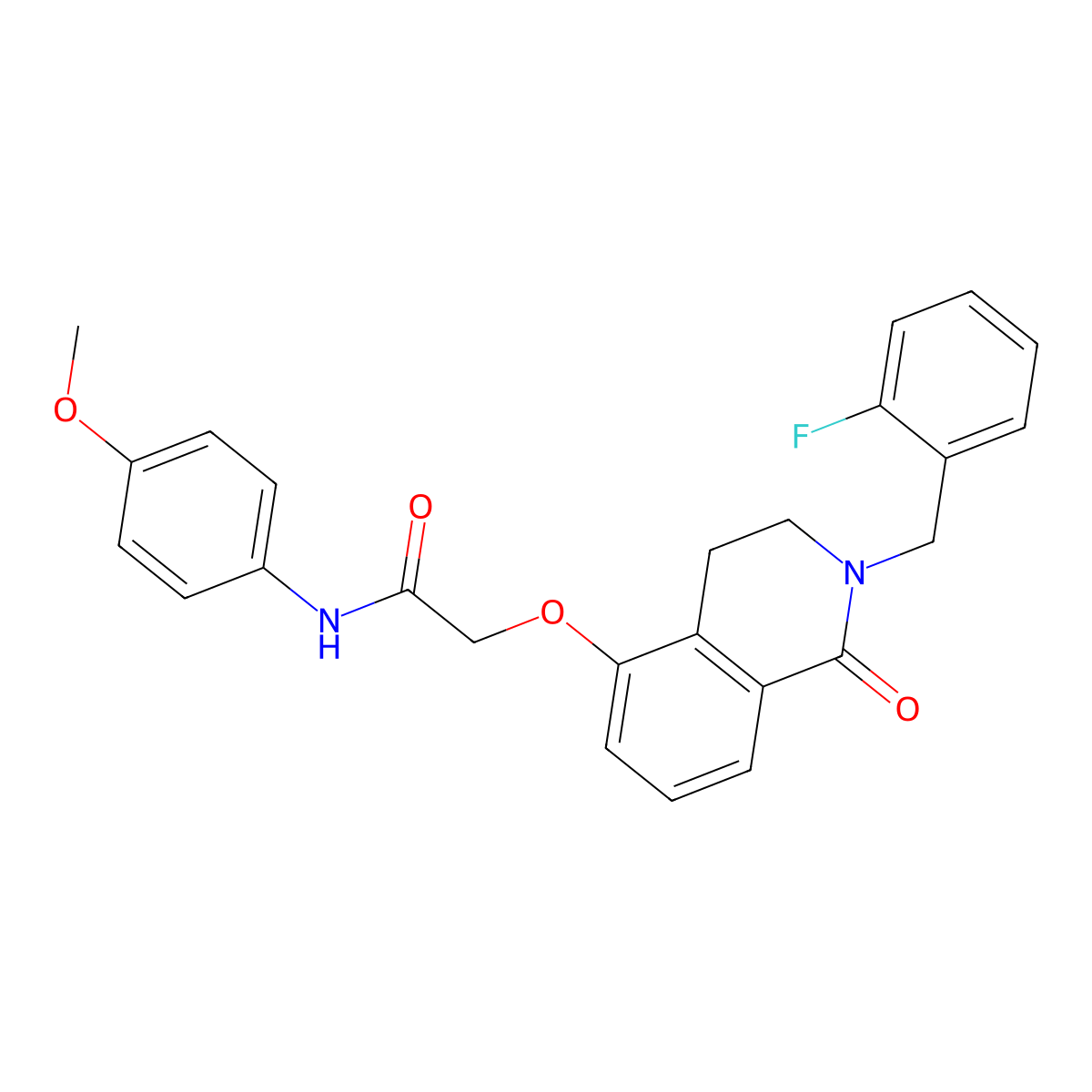2-[[2-[(2-fluorophenyl)methyl]-1-oxo-3,4-dihydroisoquinolin-5-yl]oxy]-N-(4-methoxyphenyl)acetamide molecular structure, CAS 850907-08-3
