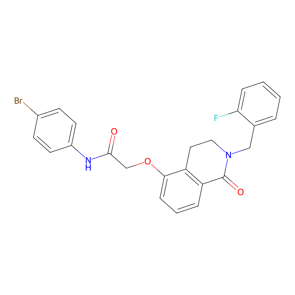 N-(4-bromophenyl)-2-[[2-[(2-fluorophenyl)methyl]-1-oxo-3,4-dihydroisoquinolin-5-yl]oxy]acetamide molecular structure, CAS 850907-10-7