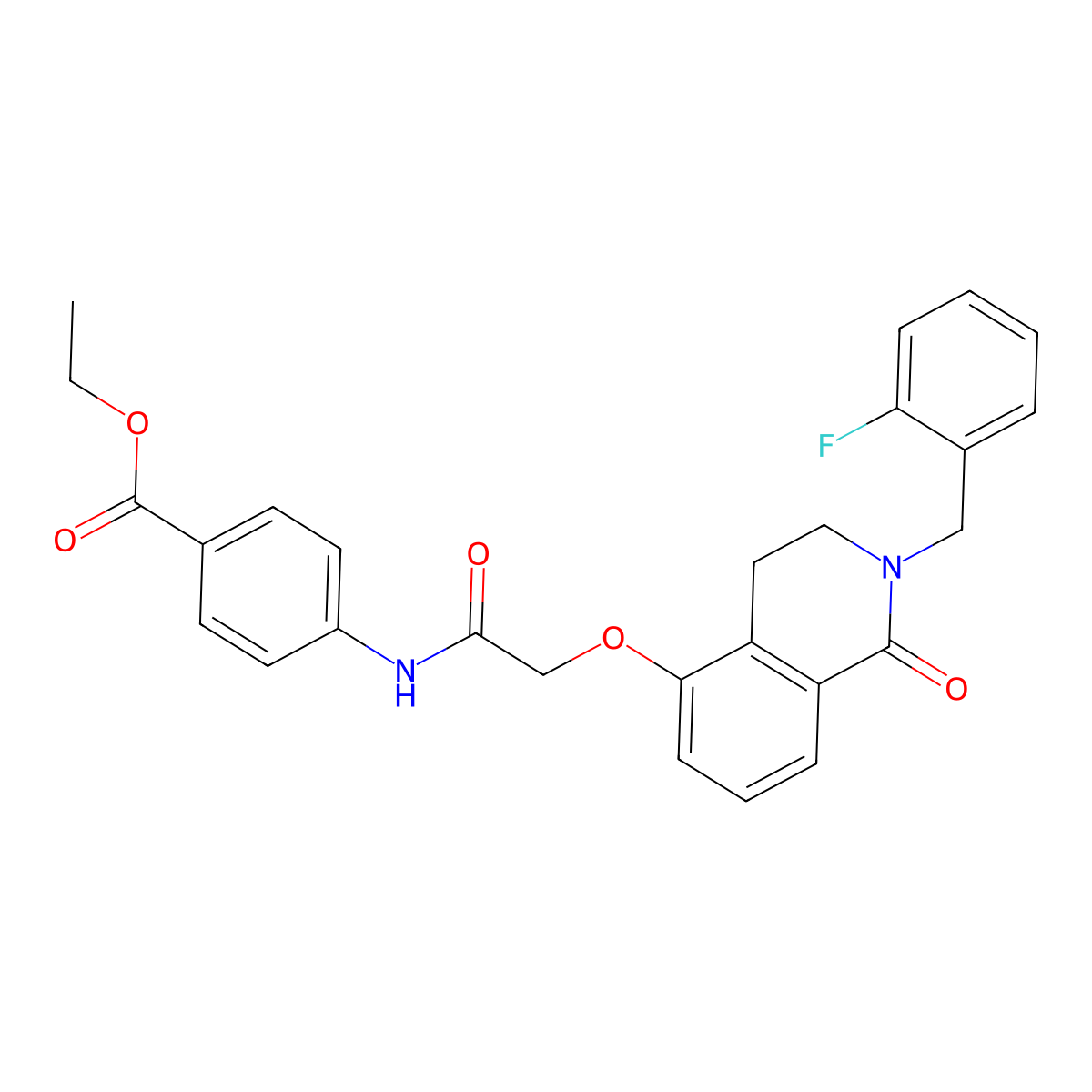 Ethyl 4-(2-((2-(2-fluorobenzyl)-1-oxo-1,2,3,4-tetrahydroisoquinolin-5-yl)oxy)acetamido)benzoate molecular structure, CAS 850907-11-8