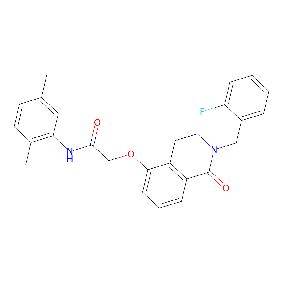N-(2,5-dimethylphenyl)-2-[[2-[(2-fluorophenyl)methyl]-1-oxo-3,4-dihydroisoquinolin-5-yl]oxy]acetamide molecular structure, CAS 850907-13-0