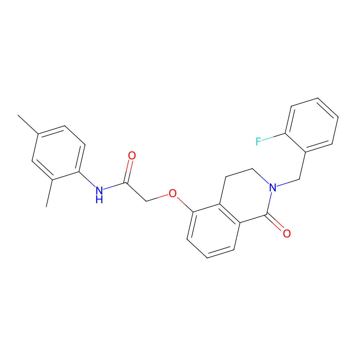 N-(2,4-dimethylphenyl)-2-((2-(2-fluorobenzyl)-1-oxo-1,2,3,4-tetrahydroisoquinolin-5-yl)oxy)acetamide molecular structure, CAS 850907-14-1