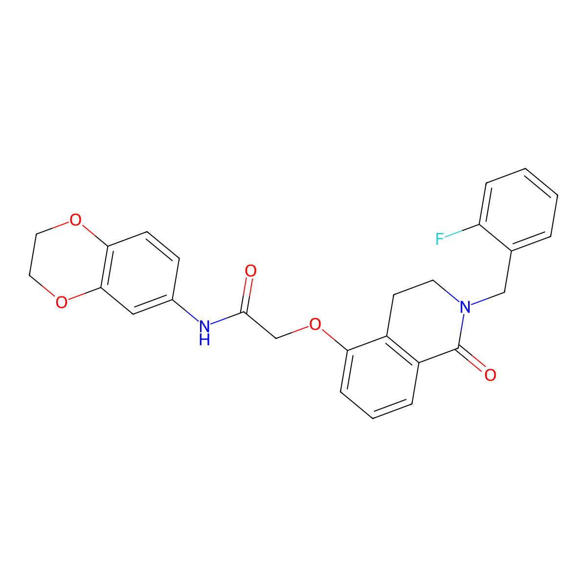 N-(2,3-dihydro-1,4-benzodioxin-6-yl)-2-[[2-[(2-fluorophenyl)methyl]-1-oxo-3,4-dihydroisoquinolin-5-yl]oxy]acetamide molecular structure, CAS 850907-16-3