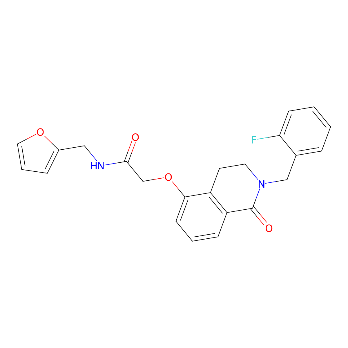 2-((2-(2-fluorobenzyl)-1-oxo-1,2,3,4-tetrahydroisoquinolin-5-yl)oxy)-N-(furan-2-ylmethyl)acetamide molecular structure, CAS 850907-18-5